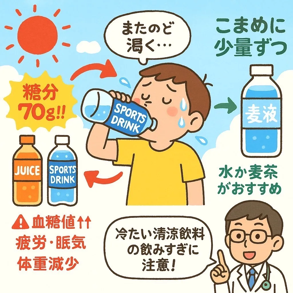 真夏の「のどの渇き」にご注意を！ ～清涼飲料水の飲みすぎが体に危ない理由～