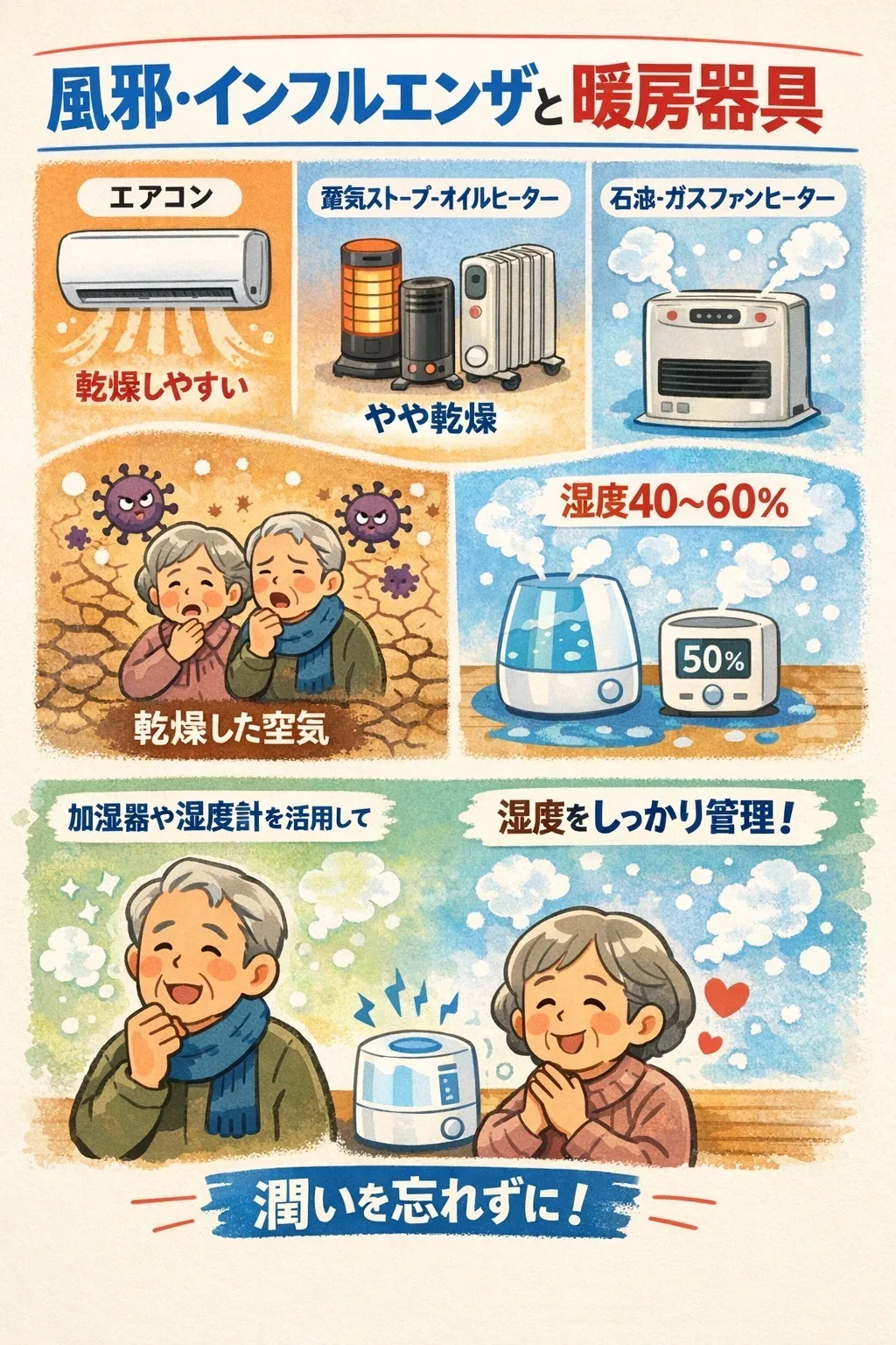 風邪・インフルエンザと暖房器具に関して